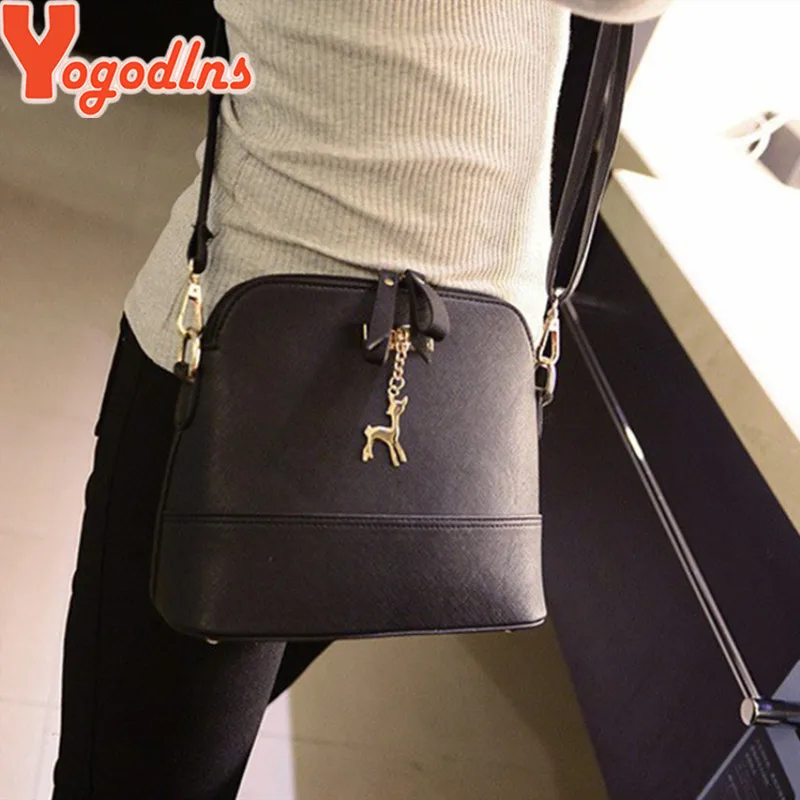 

Vintage Nubuck Leather Women Bags Fashion Small Shell Bag With Deer Toy Women Shoulder Bag Winter Casual Crossbody Bag