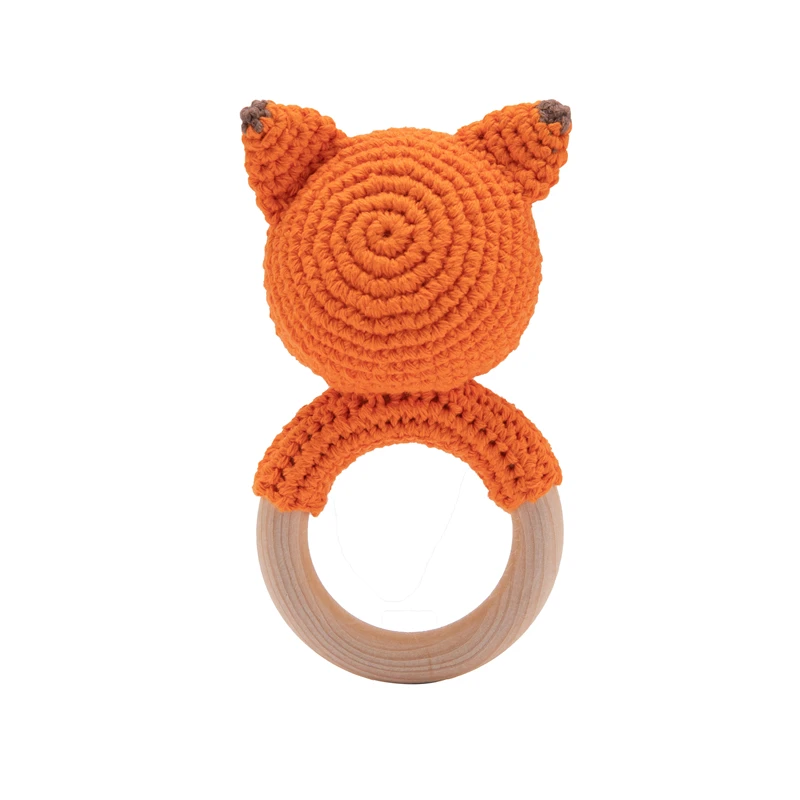 1PCS Newborn Baby Toys Wooden Teether Crochet Pattern Rattle Elephant Toy Amigurumi Rattles Gifts | Игрушки и хобби