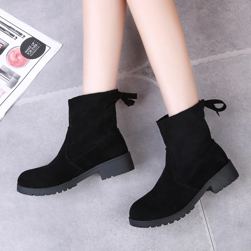 Зимние ботинки PUPUDA женские черные повседневные на платформе модные ботильоны
