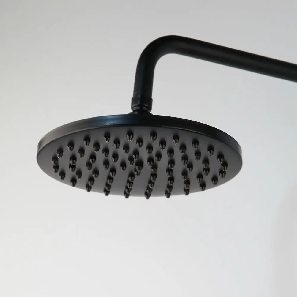 

Black Oil Brass 8 inch Round OverHead Rain Shower Head Bathroom Rainfall Shower Head 12"Long Shower Arm Extension Pipe