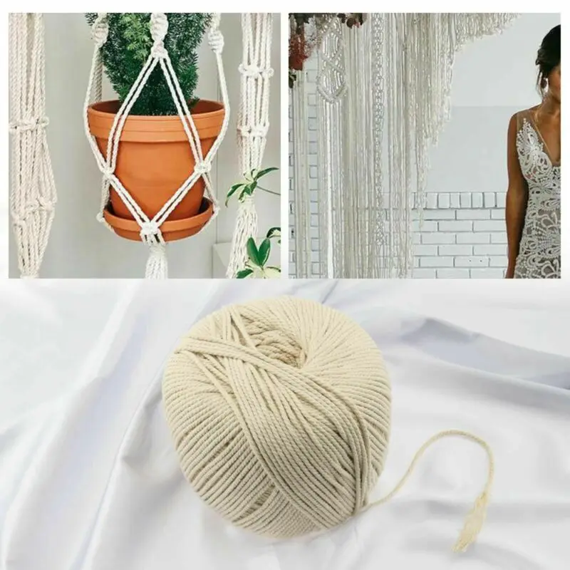 

Natural Beige Soft Cotton Cord Rope Craft Macrame Artisan String For Handmade DIY Handmade Tying Thread Cord Rope 110m