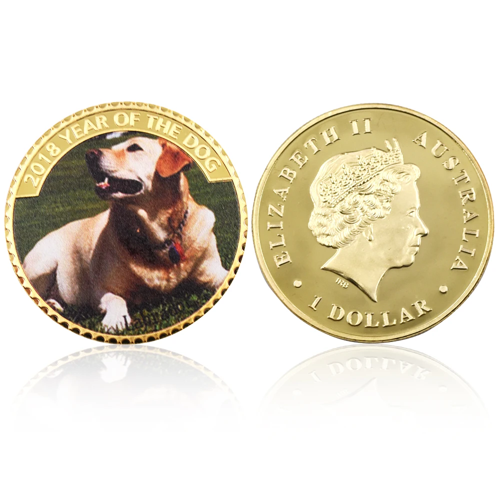 Лабрадор 24k позолоченная памятная металлическая монета 2018 год собаки подарочные