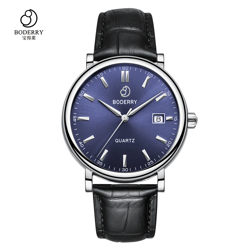 Blue Silver Роскошные Брендовые Часы для мужчин, швейцарские кварцевые мужские часы, модные деловые часы из нержавеющей стали, золотые мужские часы, мужские часы - Цвет: Blue Silver