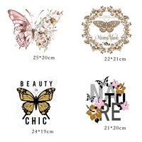 new fashion animal butterfly iron on patches for diy heat transfer clothes t shirt thermal stickers decoration printing