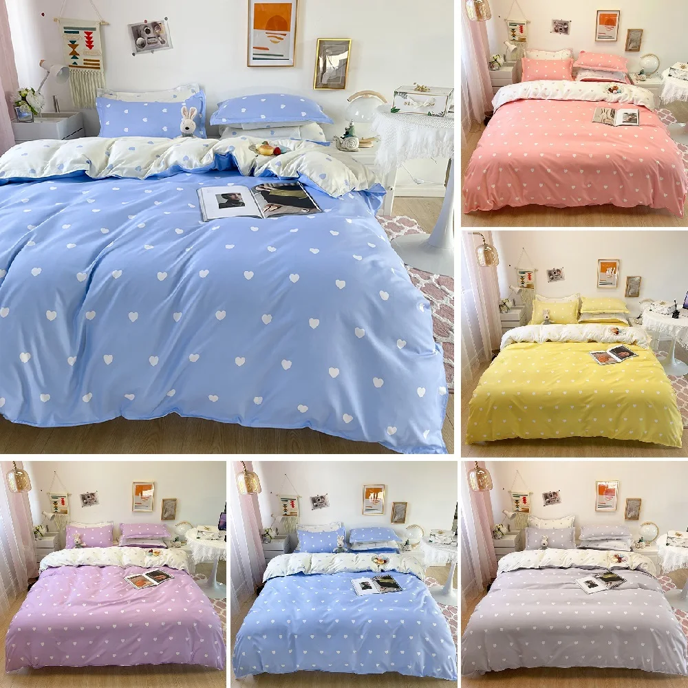 

Women fashion Heart Print Bedding Set Ins Style Quilt cover set Duvet Cover with Pillowcase Single Twin Full Queen King Size
