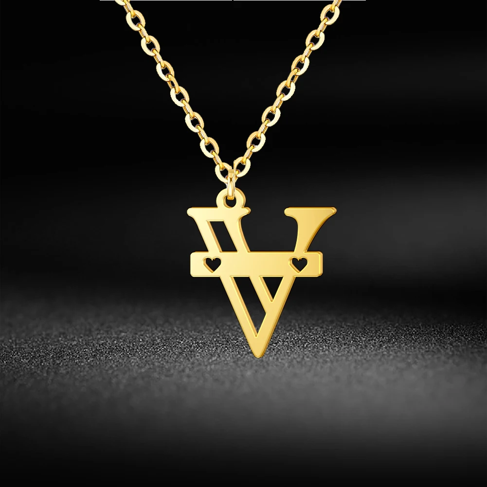 

Custom Personalized Name Letter Alphabet Necklace Love Stainless Steel Rose Gold Color Gift For Man Women Lover Couple Jewelry