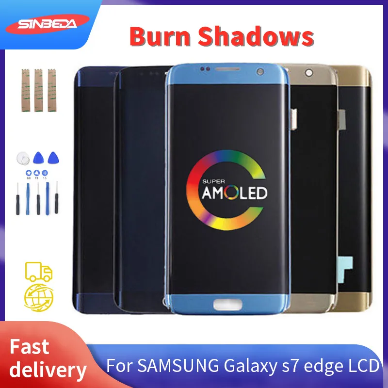 

Super Amoled 5.5" LCD with frame For Samsung Galaxy S7 edge G935 G935F Display Touch Screen Digitizer Assembly With Burn Shadow