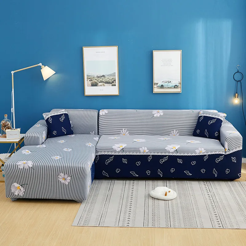 

Floral Stretch Elastic Sofa Cover Detachable Fully Wrapped Slipcover Sofa Covers for Living Room L-shaped Corner Couch of Sofa