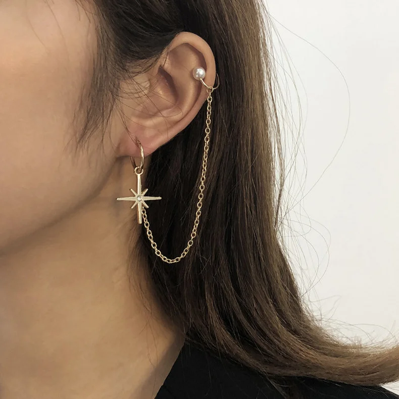 

Diamond Pearl Star Clip Earrings for Women Personalized Jewelry Accessories