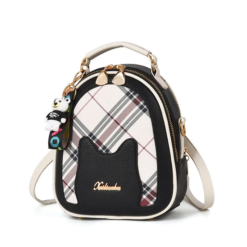 

Elegant Small Backpack Female 2021 Hot Sale New Fashion Plaid Cat Lady Backpack Trend Wild Female Student Backpack