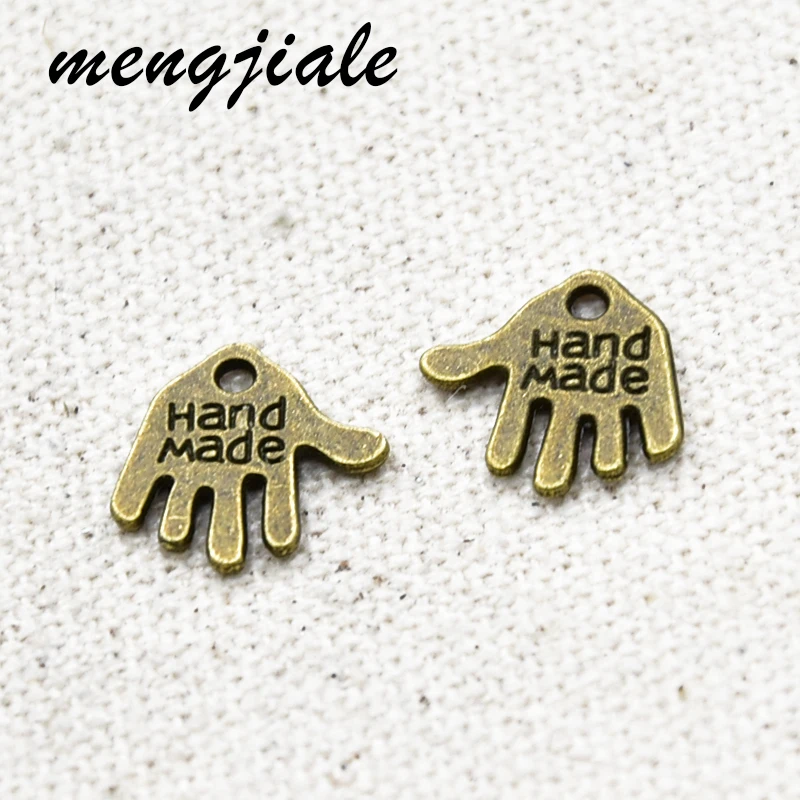 

40pcs Two Color Small Hand Charms Alloy Metal Handmade Pendants For DIY Jewelry Accessories Making 13*12mm