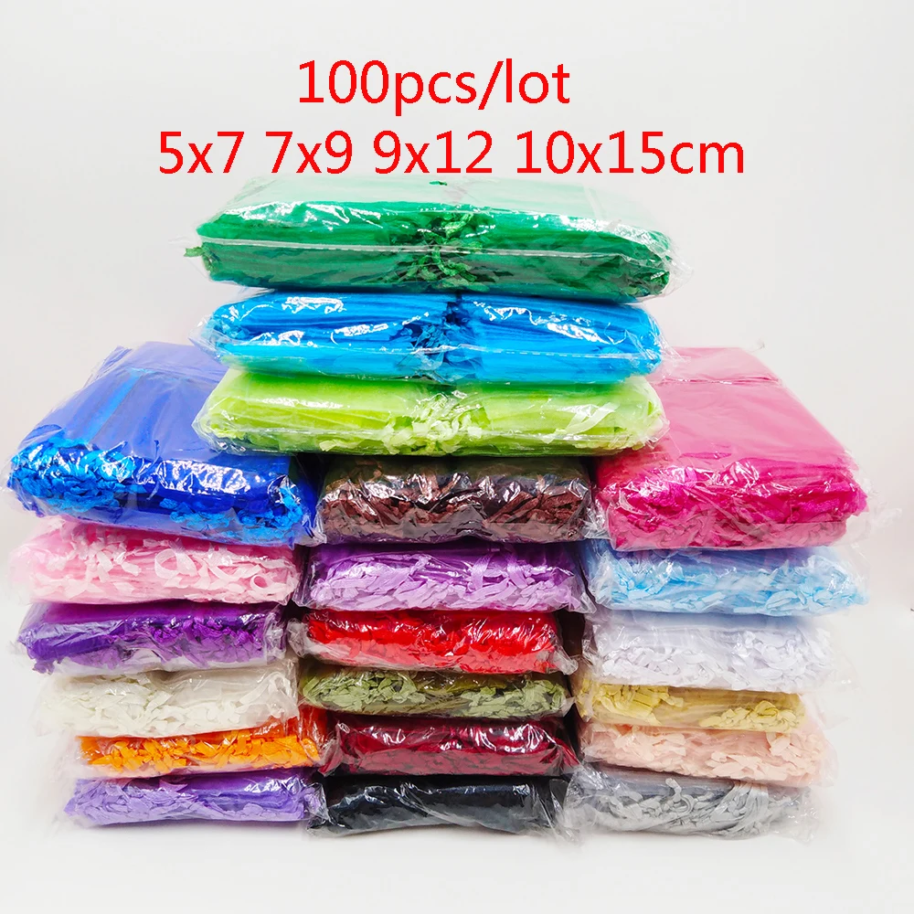 100 шт. Сумка из органзы 5x7 7x9 9x12 10x15 см упаковка для украшений сумки | Упаковка и стойки для украшений -4000305776959