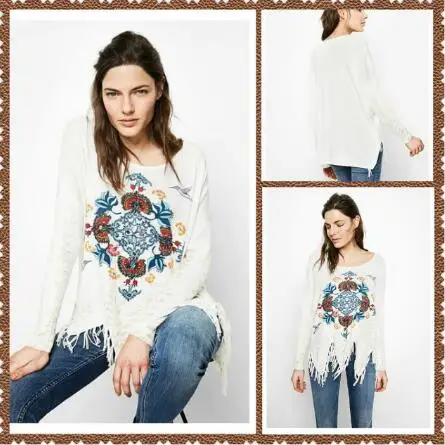 6 DESIGUAL испанский Deg стиль мульти Тип эластичный с длинными рукавами один воротник трикотаж джерси свитер - Color: 6