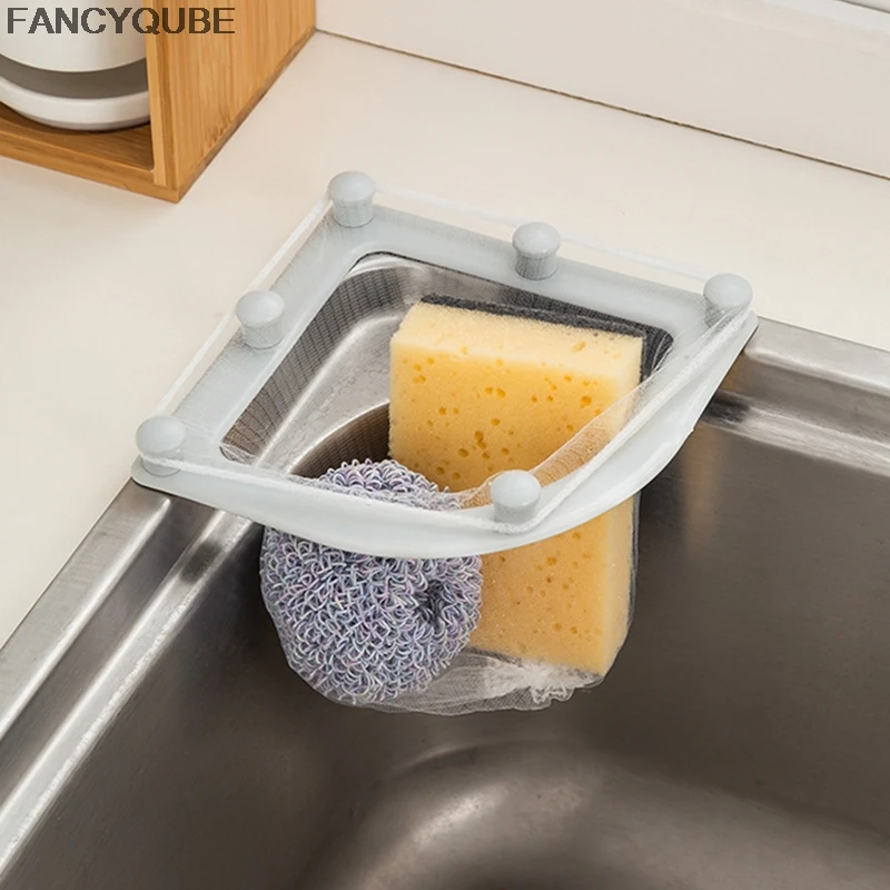 

Inverted Triangular Hanging Sink Strainer Drain Net Bag With Bracket Vegetable Fruit Drainer Basket Kitchen Sink Filter Basket