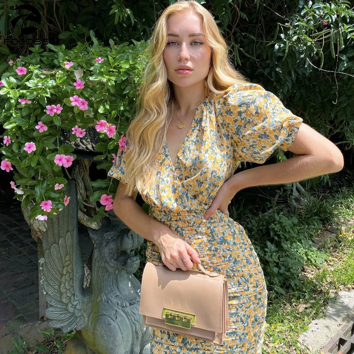 FOLOBE 2021 весенние сексуальные цветочные мини платья женское плиссированное платье