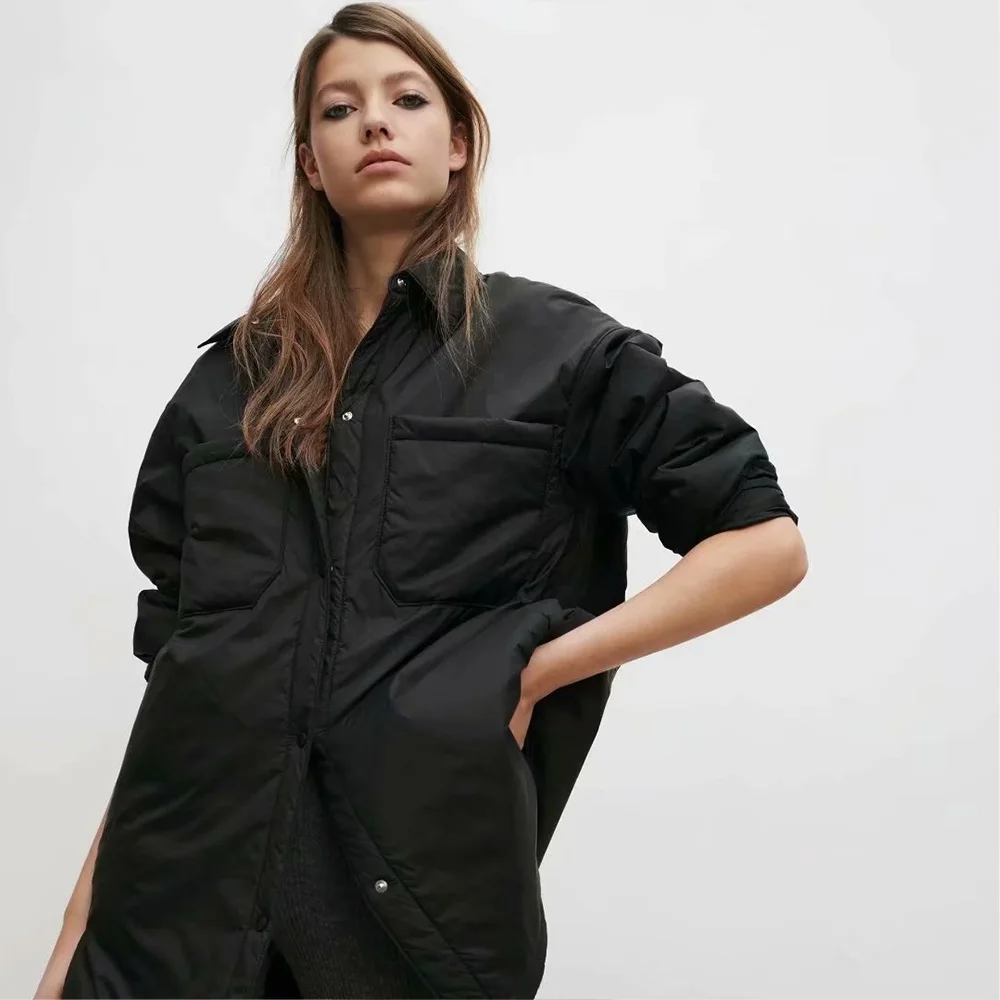 Winter Women Jacket Warm and Elegant Coat Oversized Lightweight Parka Coat Casual Loose Long Coat Retro Khaki Cotton Coat 2021