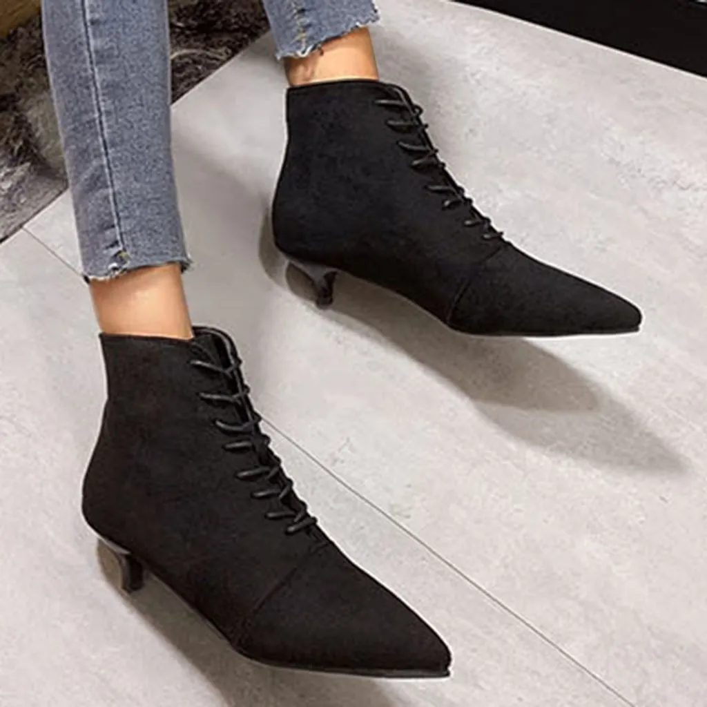 Женские ботинки из флока на резиновой подошве зимняя теплая обувь ботильоны в