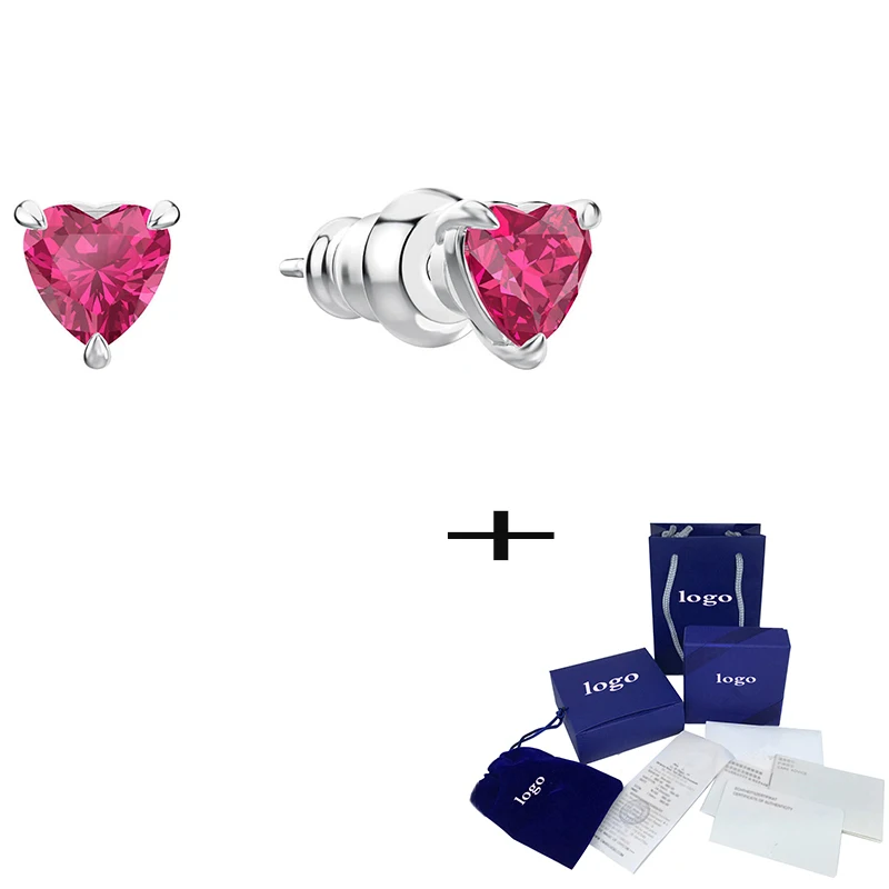 Модные новые блестящие серьги в форме сердца с красными кристаллами Простые