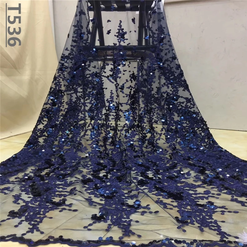 2019 Высококачественная африканская кружевная ткань с вышивкой тюль блестками