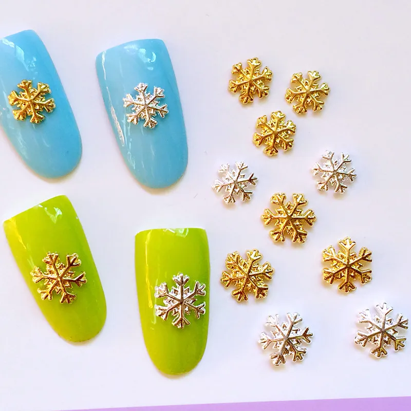 10 шт. золотистые или серебристые металлические 3d наклейки для ногтей|Стразы и