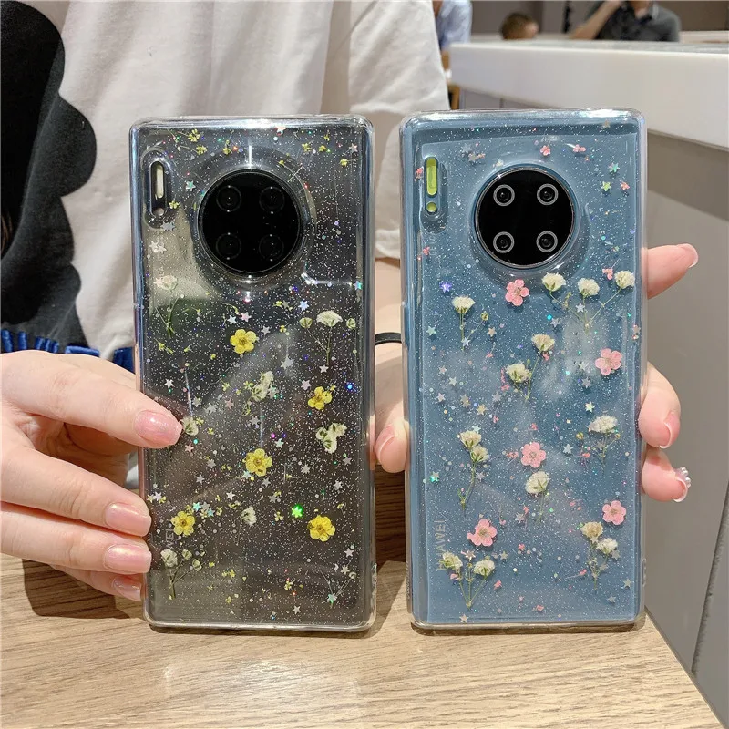 Чехол для Huawei P40 P30 P20 Mate 20 30 Pro Nova 7 6 5 SE прозрачный чехол из ТПУ с блестками и