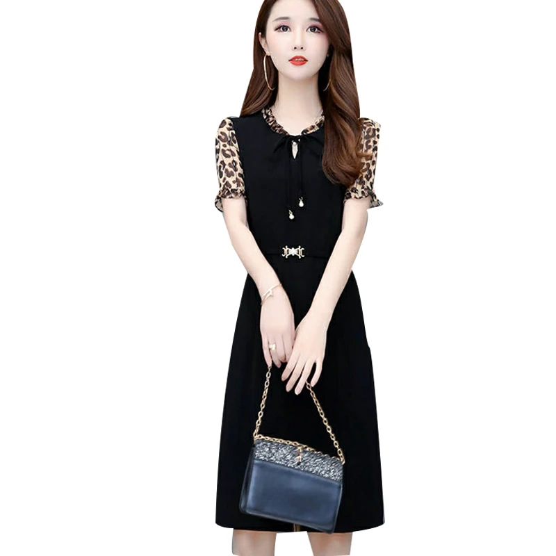 Женское стильное платье на весну и лето женское леопардовое элегантное с