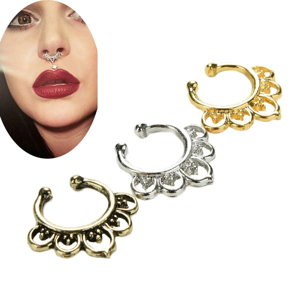 1 шт. поддельные перегородки носовые Кольца Кристалл искусственные шпильки для