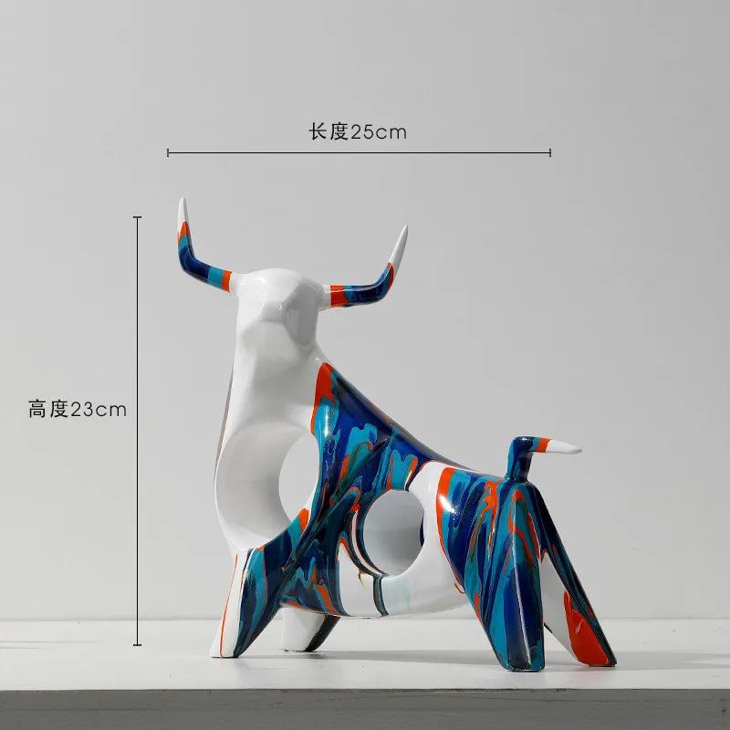 

Nordic art splashing color Cow Ornament Luxury Creative Living Room TV Cabinet Desktop Decoration for Home Cow sculpture Gift