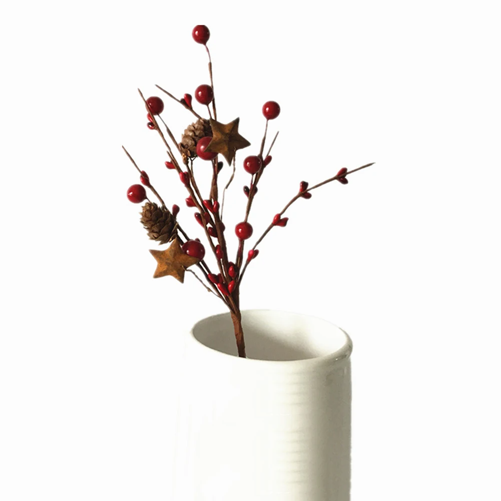 Искусственные растения Моделирование ягоды ветка красный пузырь сосновый конус