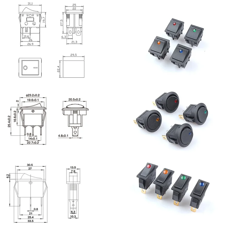 5 шт./Группа Вкл/Выкл 12 в круговой тумблер водонепроницаемый переключатель