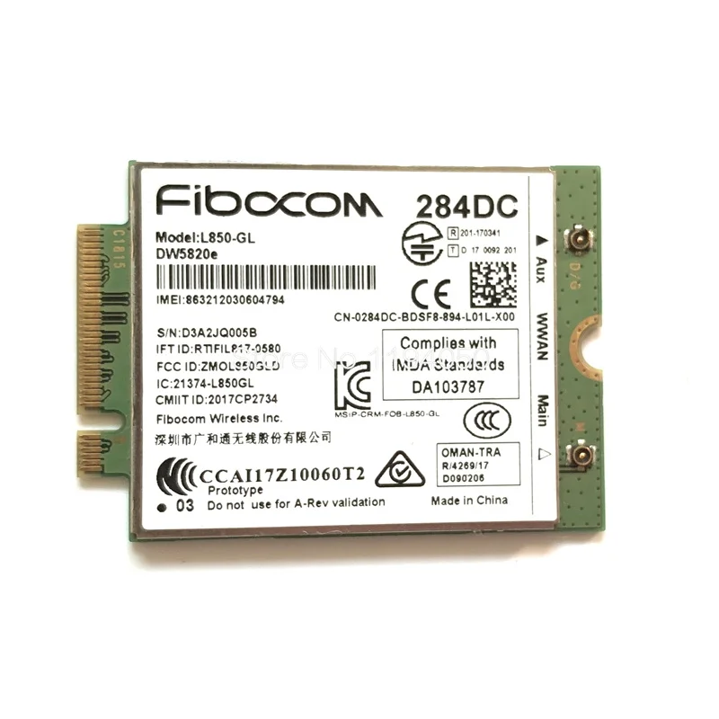 Для Dell DW5820e Fibocom L850 GL LTE/WCDMA 4G WWAN Card Module 0284DC 284DC DC|Модемы| |