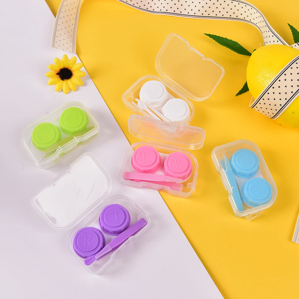 

1Pc Random Color Transparent Pocket Plastic Contact Lens Case Travel Kit Easy Take Container Holder