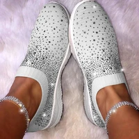 siddons 2020 socks shoes women sneakers full crystal studs designer casual shoes woman breathable knitted slip on flats sneakers