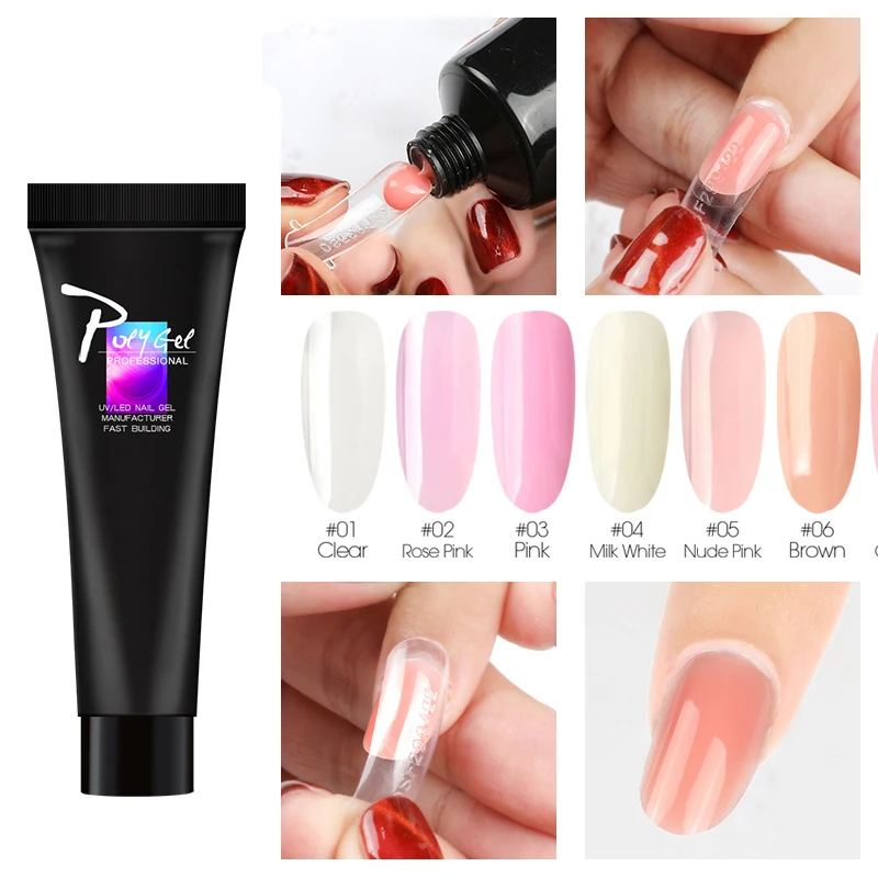 Polygel Kits Nail Gel Extension Finger UV Varnishes Art Pink Color Polish French Acrylic Poly for Nails Set | Красота и здоровье