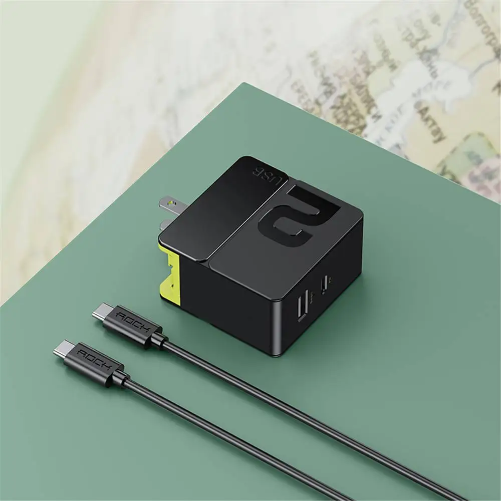 Зарядное устройство ROCK для телефона 65 Вт с двумя портами USB Type C PD быстрая зарядка