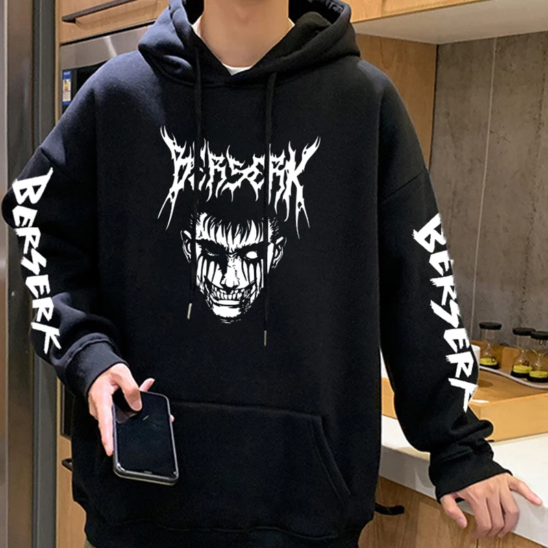 

Men's Dark Berserk Anime Hoodie Male Manga Guts Sweatshirt Casual Harajuku Hip Hop Pullover Streetwear Tops Unisex