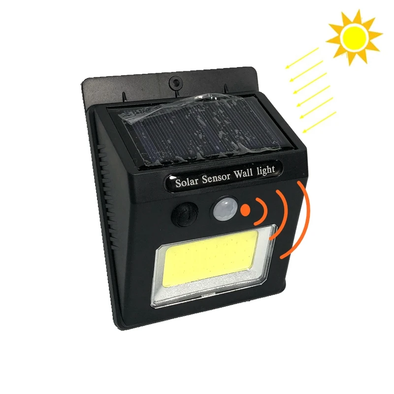 Solar Power Rechargeable LED motion sensor Wall light 10 W COB PIR Night waterproof IP65 for garden backyard security | Освещение