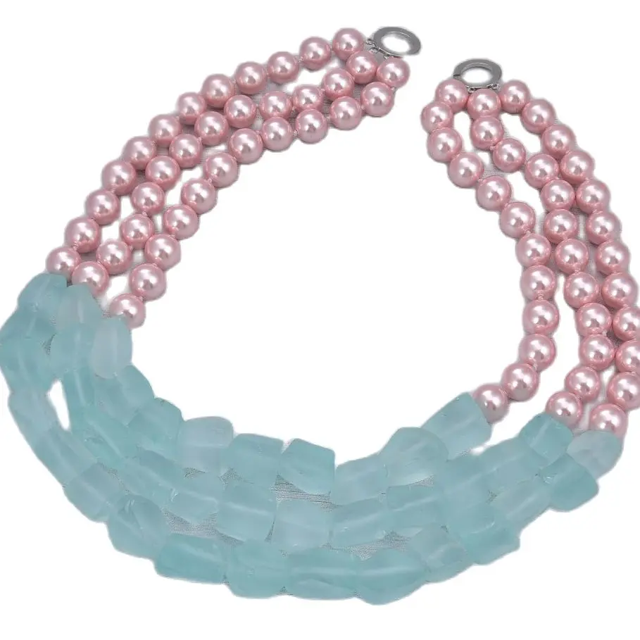 3-жильное жемчужное ожерелье с голубым кварцем GG Jewelry | Украшения и аксессуары