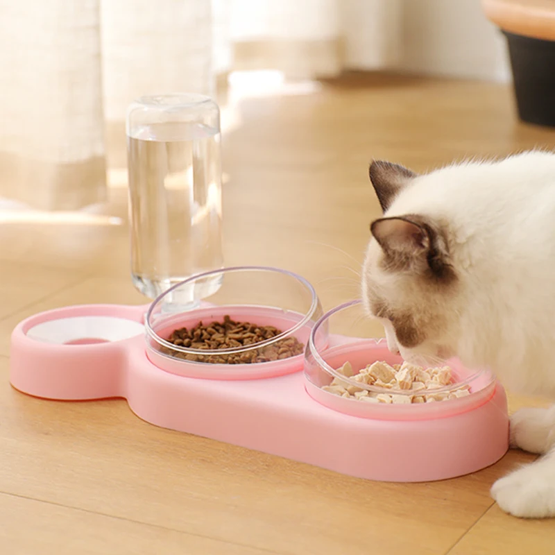 

Gravity Water Food Bowlset Tilted Cat Food Bowls Automatic Water Bottle with Pet Food Mat for Small Medium Dog Pets Puppy Kitten