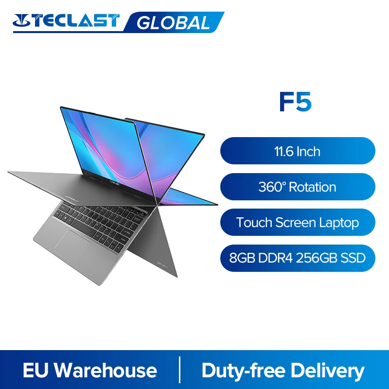 Teclast F5 11,6 ''сенсорный Экран ноутбук 8 Гб DDR4 256GB SSD Windows 10 Тетрадь Intel N4100 1920X1080 IPS Тип-C 360 флип и сложите ПК - изображение