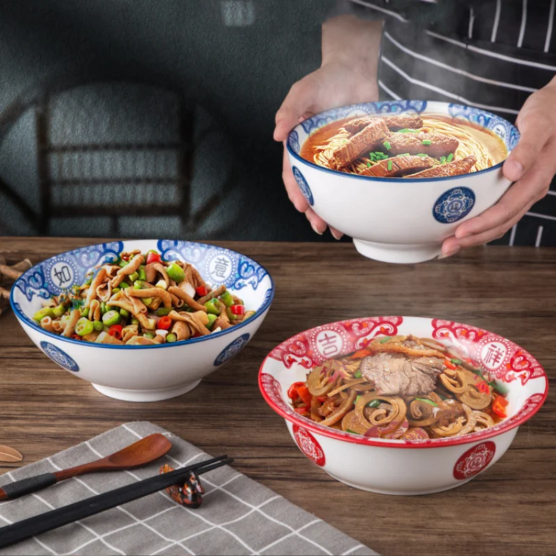 

Ceramic Ramen Bowl Kitchen Tableware Household Restaurant Vegetable and Fruit Salad Bowl Wedding Supplies Ceramic Ramen Bowl