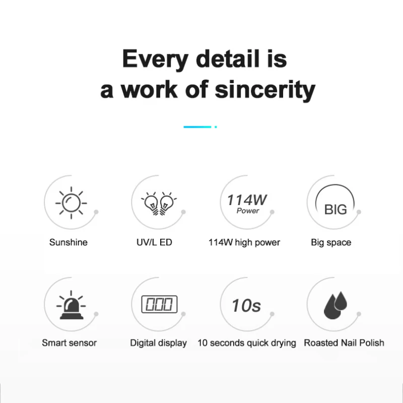 

114WLED manicure lamp, nail dryer, ultraviolet lamp, phototherapy lamp, motion sensor gel nail polish tool for pedicure salon