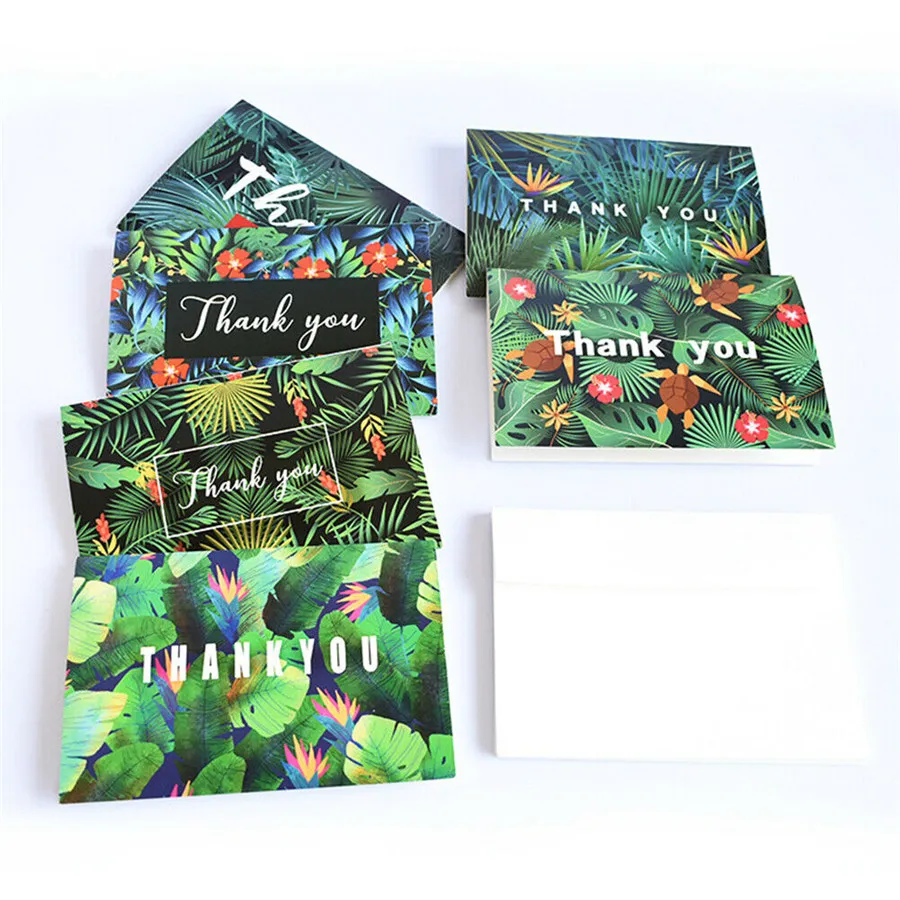 6 шт./лот складные карточки с цветочными листьями конверты бумажные подарочные