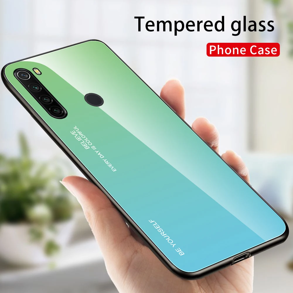 

Mirror Gradient Tempered Glass Cases For Xiaomi Redmi 9 8 8A 7A 7 Mi 10T Pro Lite 11 Colorful Protective Glass Cover