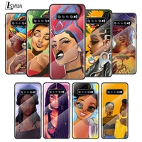 african girl art for samsung galaxy s21 ultra plus 5g m51 m31 m21 tempered glass cover shell luxury phone case