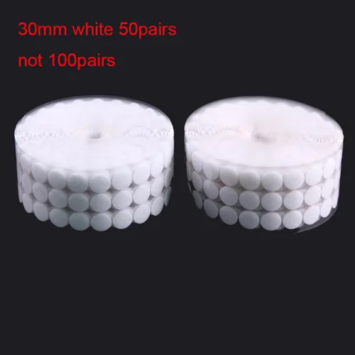 30mm White 50 pair Белый, черный, 10 мм, 15 мм, 100 пар, клей, крючок и петли, наклейка, крепкая, самоклеющаяся, точечная, нейлоновая, водонепроницаемая, клейкая, крепежная лента - Цвет: 30mm White 50 pair