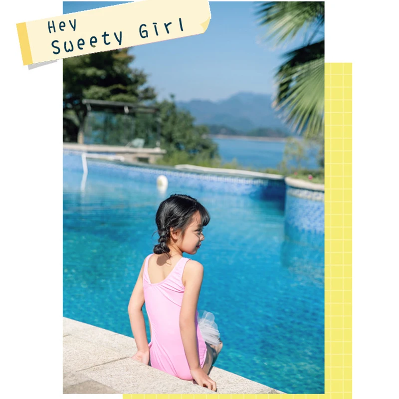 Купальник для маленьких девочек розовый купальный костюм принцессы цельный с