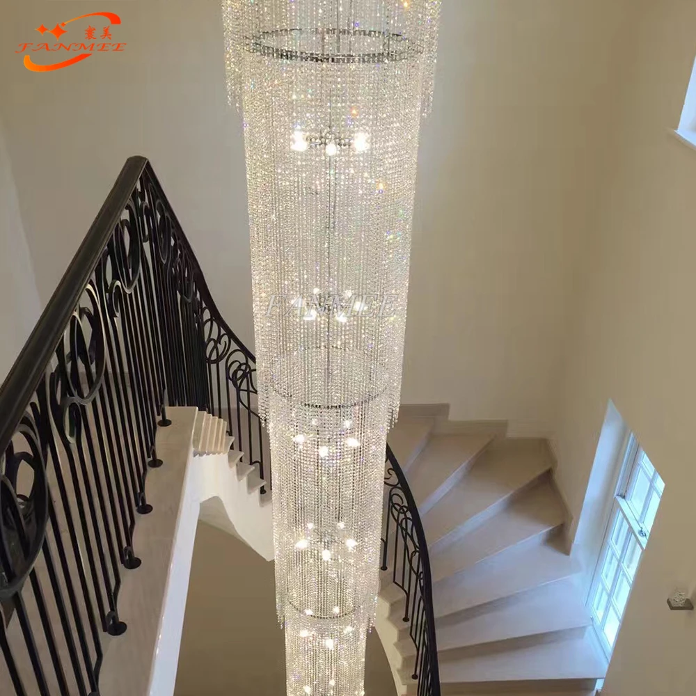 

1modern Luxury LED Lead Crystal Chandelier Lighting Large Big Stair Chandeliers Staircase Hanging Lights Cristal Lamps Modern AC