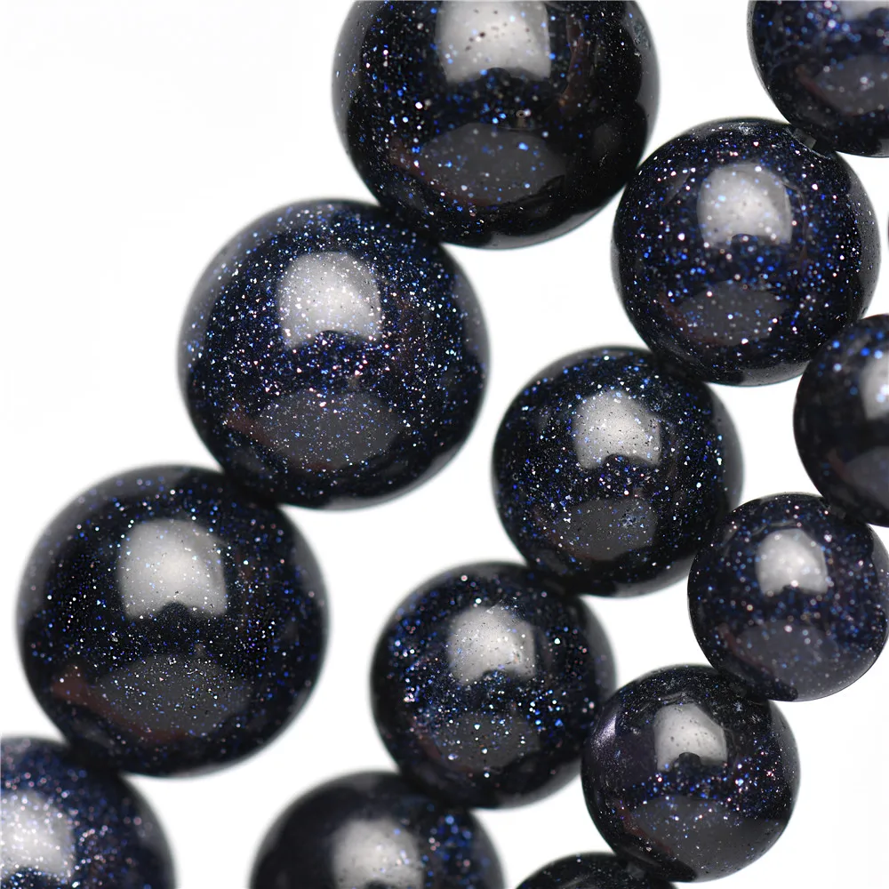 Круглые Бусины Из Натурального синего песчаника 16 дюймов нить 4 6 8 10 мм выберите