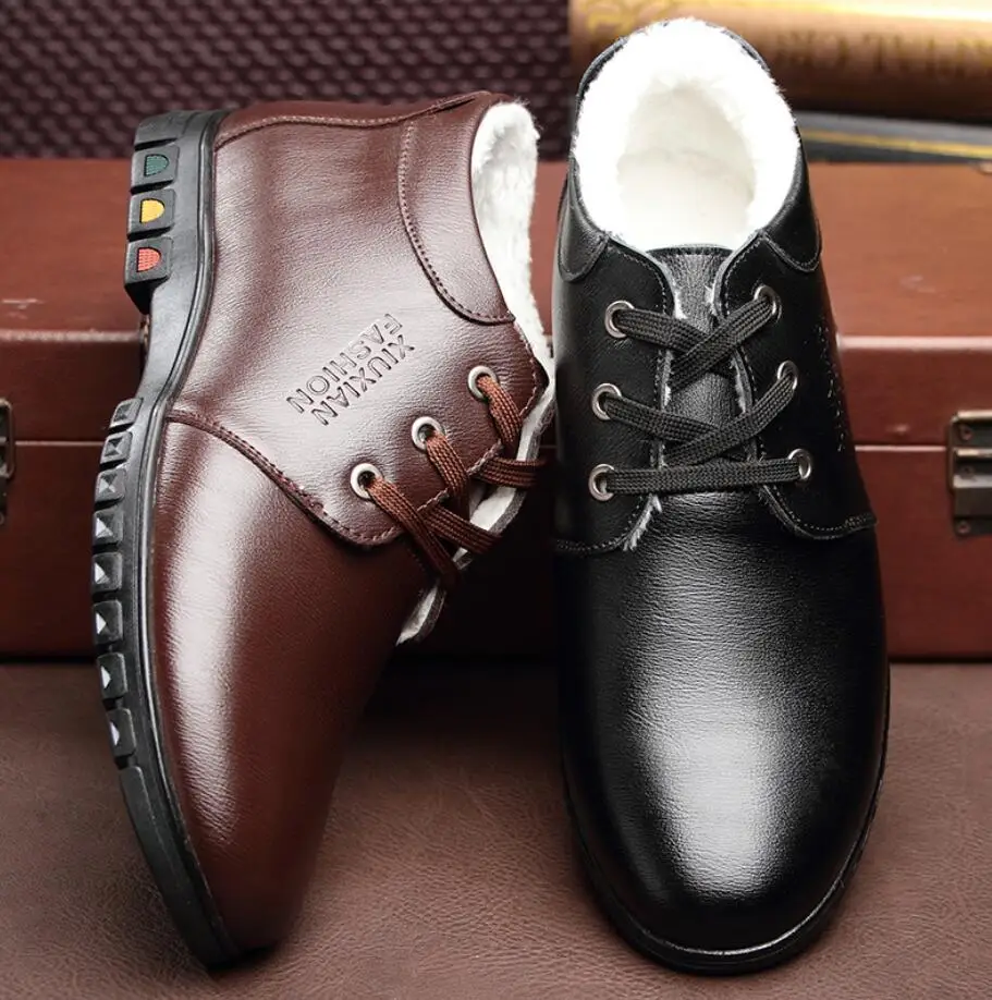 Мужские ботинки в винтажном стиле повседневные теплые с высоким вырезом на